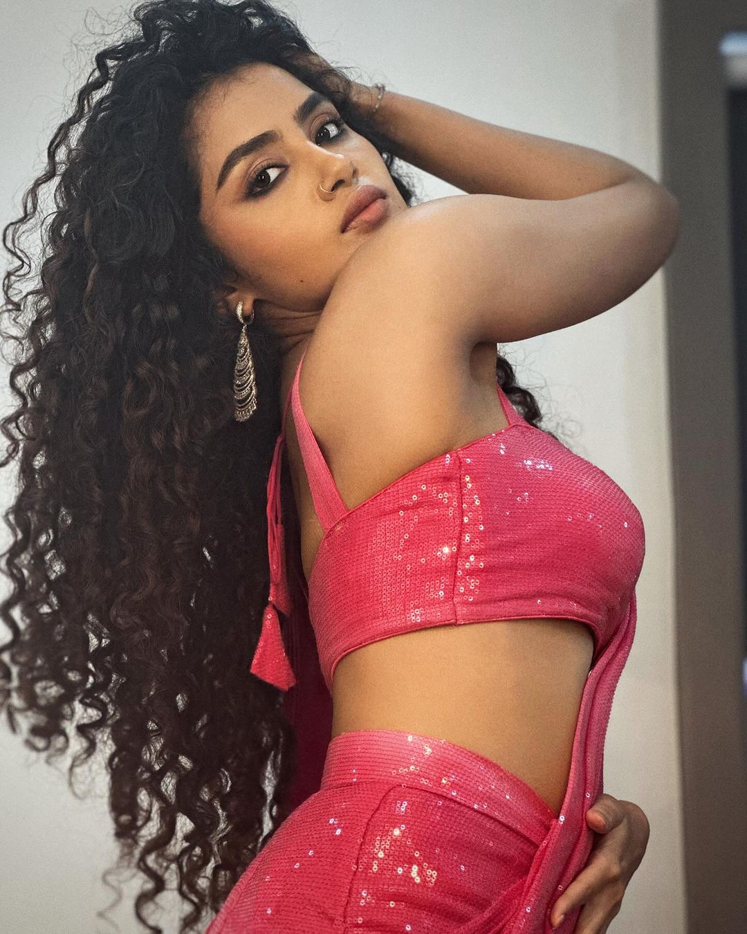 Anupama Parameswaran Hot Pink Saree