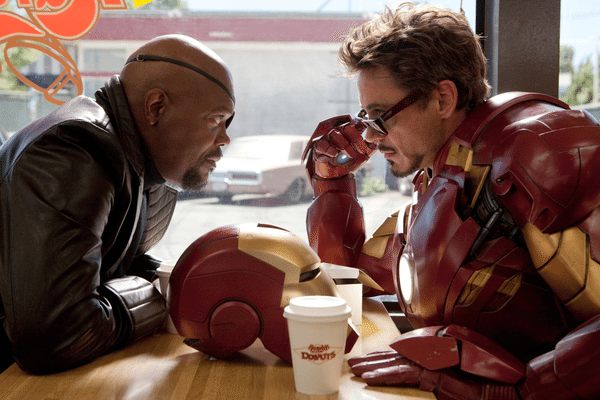 Nick Fury and Tony Stark in Iron Man 2