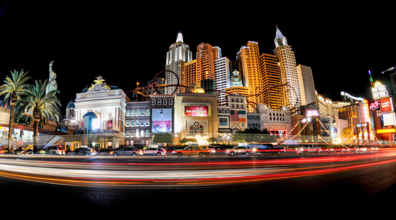 Panoramic night view of the famous Las Vegas strip